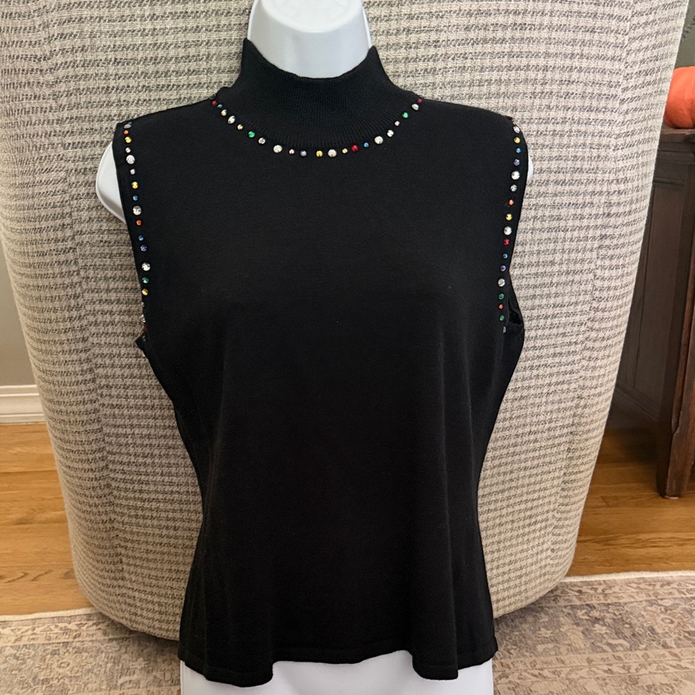 Erika Black Tank Top with Multicolor Accents